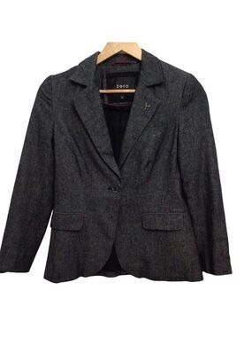 ZERO 55% linen blend cotton blazer charcoal size 34 Germany